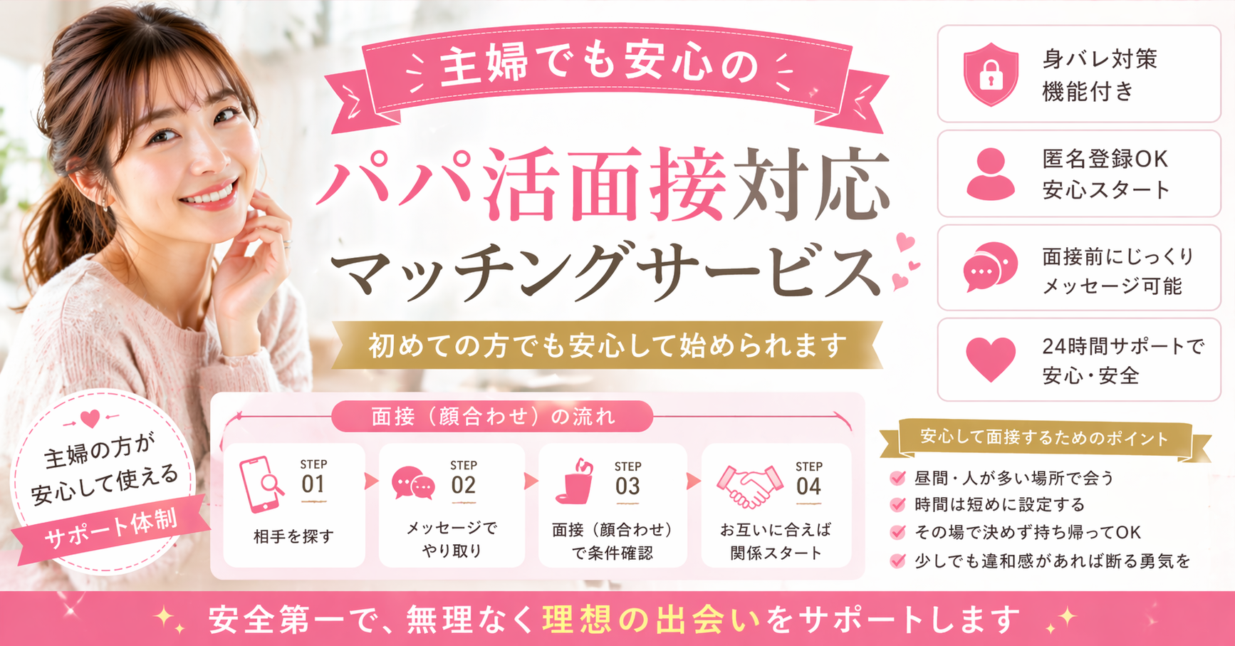 主婦でも安心のパパ活面接対応マッチングサービス